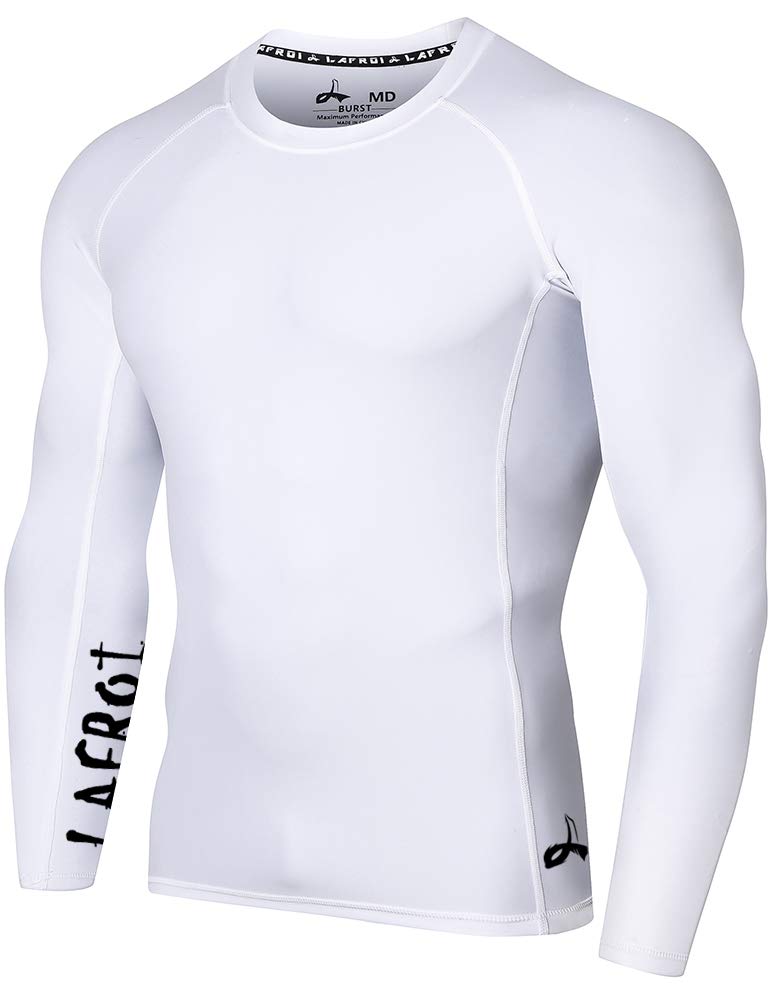 LAFROI Men's Long Sleeve UPF 50+ Baselayer Skins Performance Fit Compression Rash Guard-CLYYB Asym White Size MD - Image 1